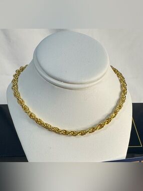 San Tropez Collezioni 14KGP Rope Chain Necklace Gold Tone Classic 22.5”